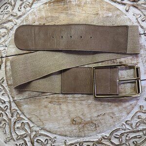 Genuine Leather Made in Italy Ansaldo Imports Beige Stretch Belt
